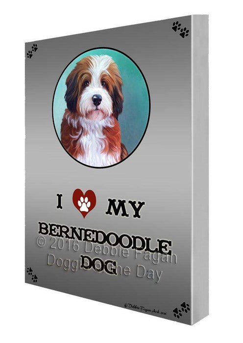I Love My Bernedoodle Dog Painting Printed on Canvas Wall Art