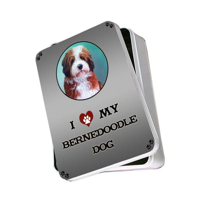 I Love My Bernedoodle Dog Photo Storage Tin