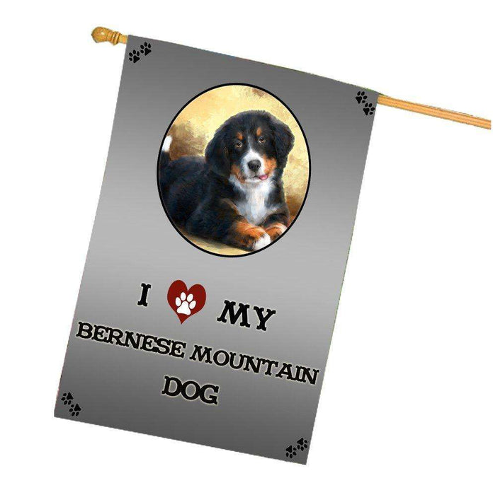 I Love My Bernese Mountain Dog House Flag