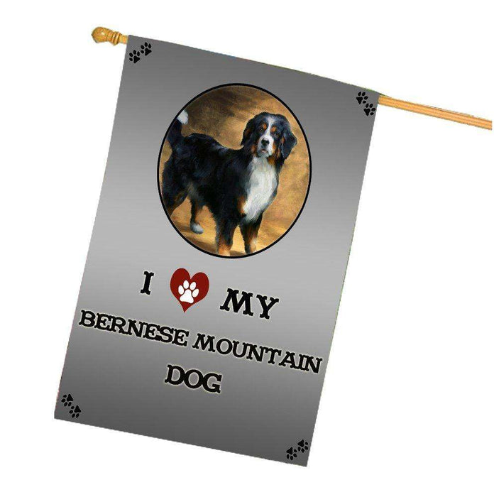 I Love My Bernese Mountain Dog House Flag