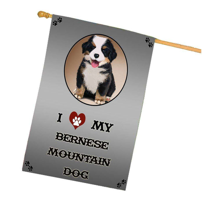 I Love My Bernese Mountain Dog House Flag