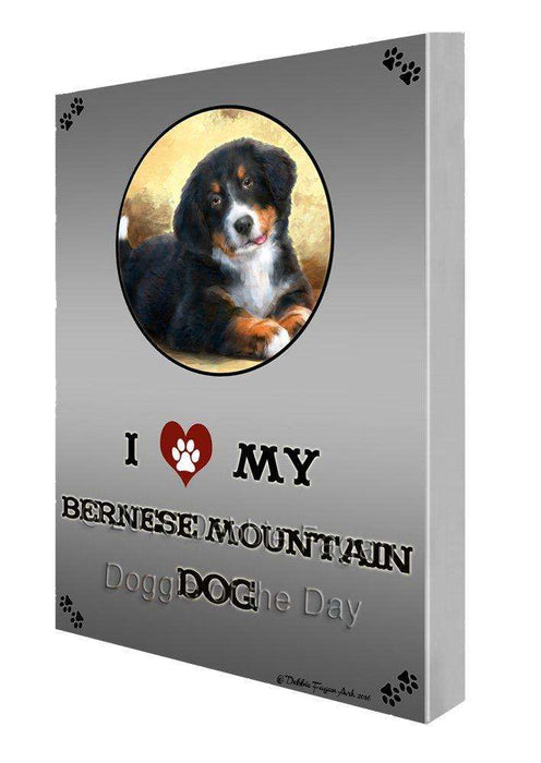 I Love My Bernese Mountain Dog Painting Printed on Canvas Wall Art