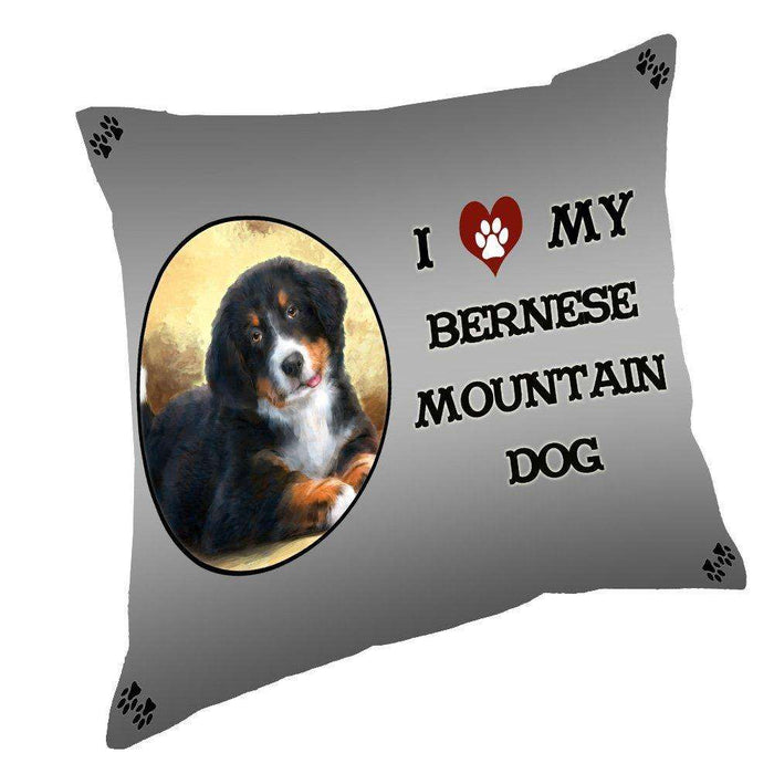 I Love My Bernese Mountain Dog Throw Pillow