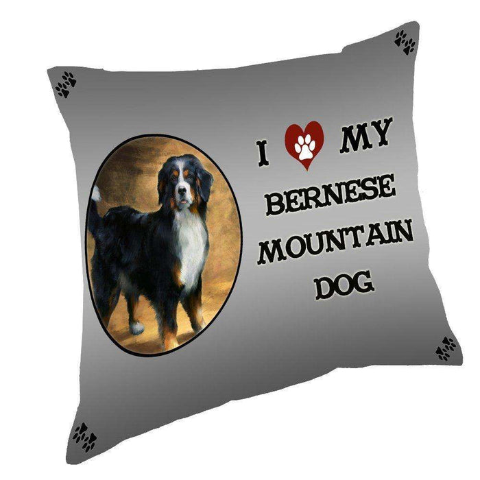 I Love My Bernese Mountain Dog Throw Pillow
