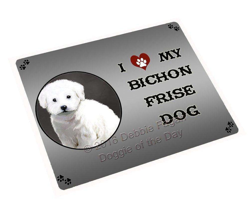I Love My Bichon Frise Dog Art Portrait Print Woven Throw Sherpa Plush Fleece Blanket