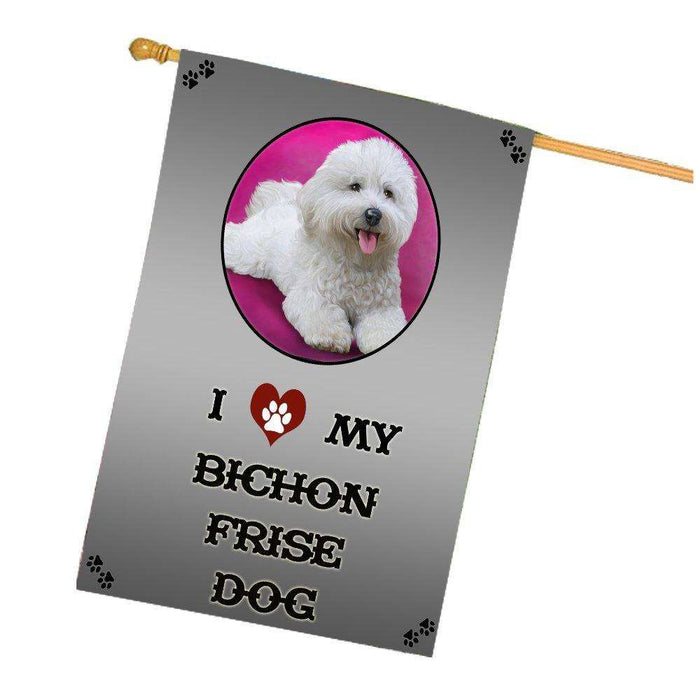 I Love My Bichon Frise Dog House Flag