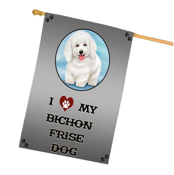 I Love My Bichon Frise Dog House Flag
