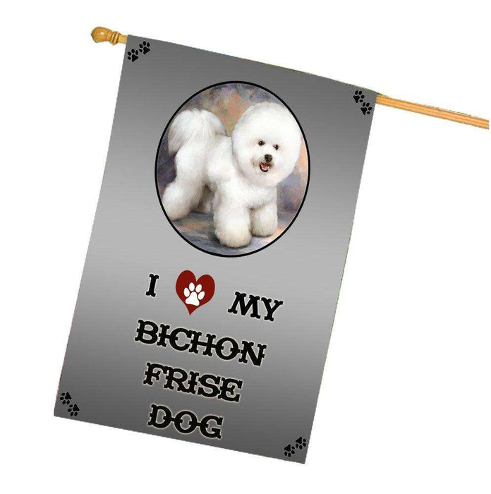 I Love My Bichon Frise Dog House Flag