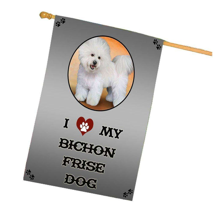 I Love My Bichon Frise Dog House Flag