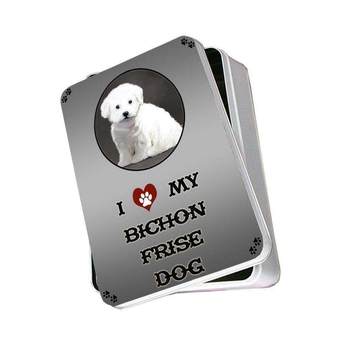 I Love My Bichon Frise Dog Photo Storage Tin