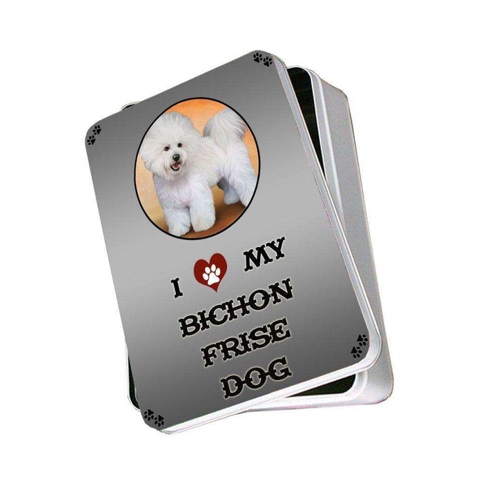 I Love My Bichon Frise Dog Photo Storage Tin