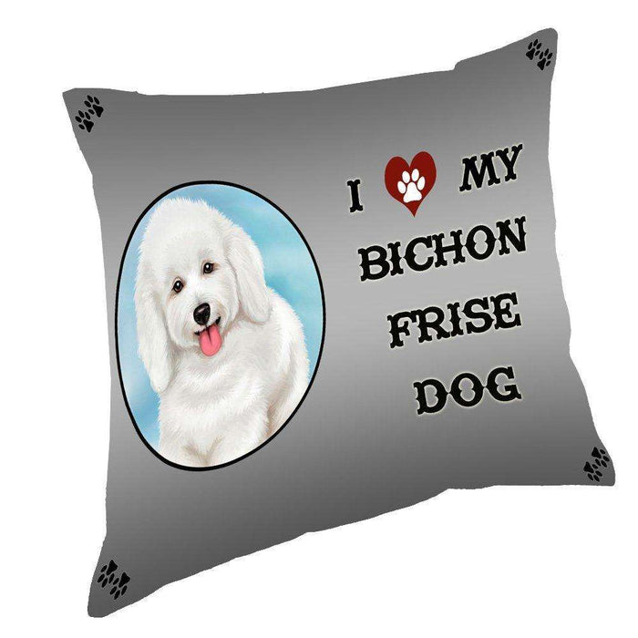 I Love My Bichon Frise Dog Throw Pillow