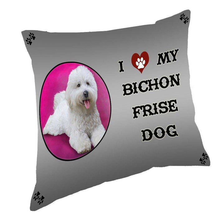 I Love My Bichon Frise Dog Throw Pillow