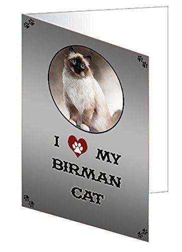 I Love My Birman Cat Handmade Artwork Assorted Pets Greeting Cards and Note Cards with Envelopes for All Occasions and Holiday Seasons