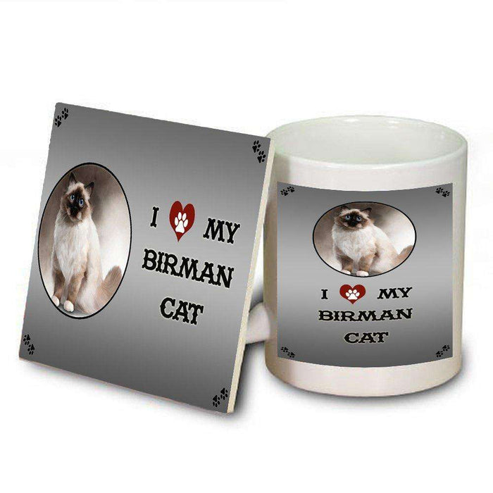 I Love My Birman Cat Mug and Coaster Set