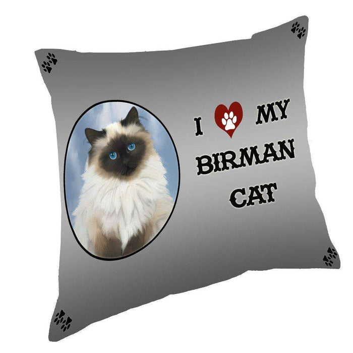 I Love My Birman Cat Throw Pillow