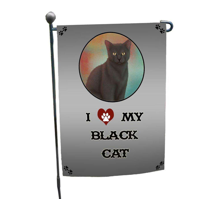 I Love My Black Cat Garden Flag