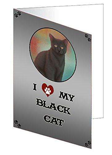 I Love My Black Cat Handmade Artwork Assorted Pets Greeting Cards and Note Cards with Envelopes for All Occasions and Holiday Seasons