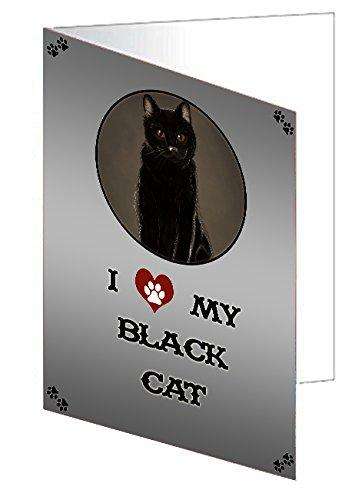 I Love My Black Cat Handmade Artwork Assorted Pets Greeting Cards and Note Cards with Envelopes for All Occasions and Holiday Seasons
