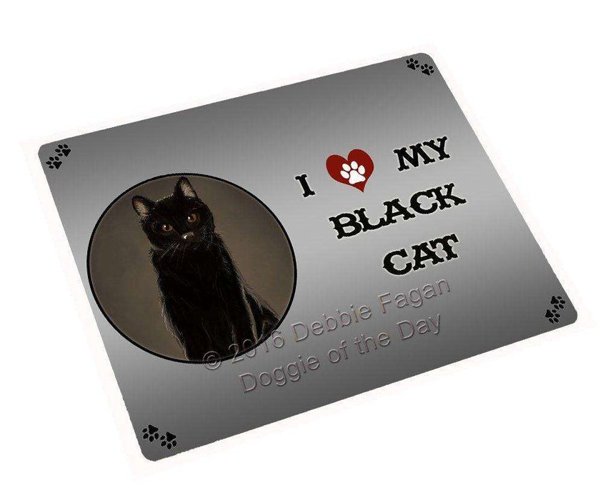 I Love My Black Cat Tempered Cutting Board