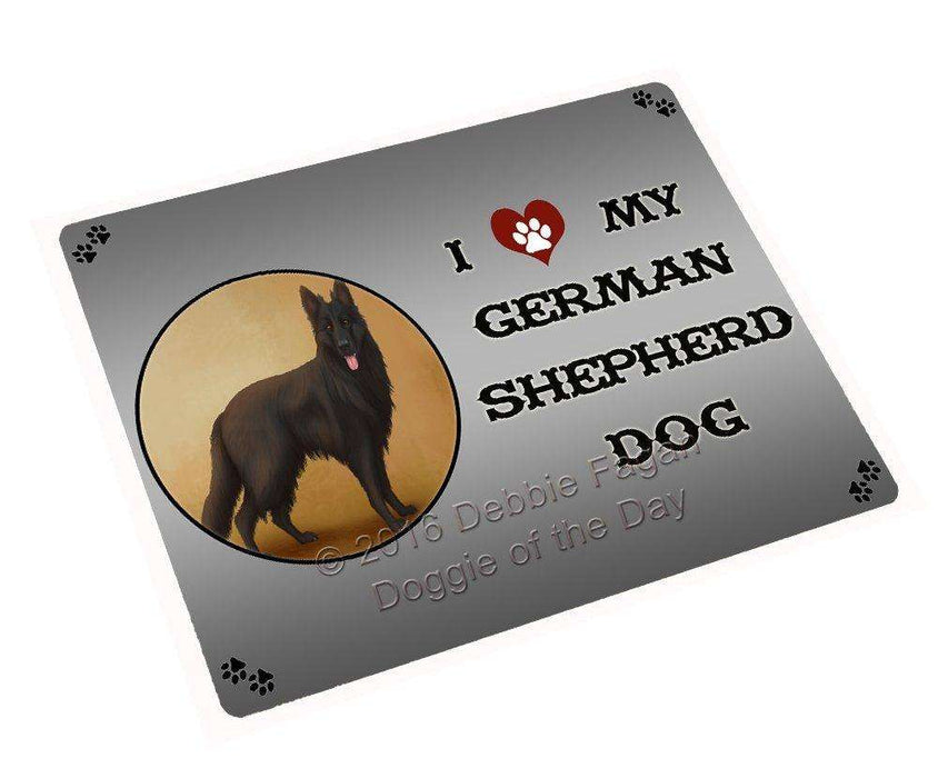 I Love My Black German Shepherd Dog Art Portrait Print Woven Throw Sherpa Plush Fleece Blanket