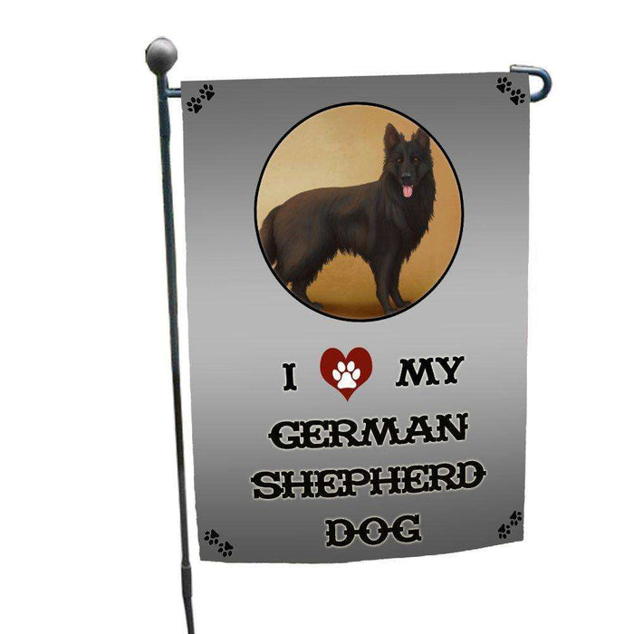 I Love My Black German Shepherd Dog Garden Flag