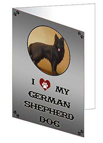 I Love My Black German Shepherd Dog Handmade Artwork Assorted Pets Greeting Cards and Note Cards with Envelopes for All Occasions and Holiday Seasons