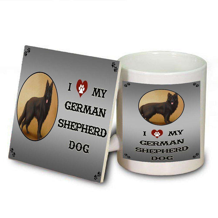 I Love My Black German Shepherd Dog Mug and Coaster Set