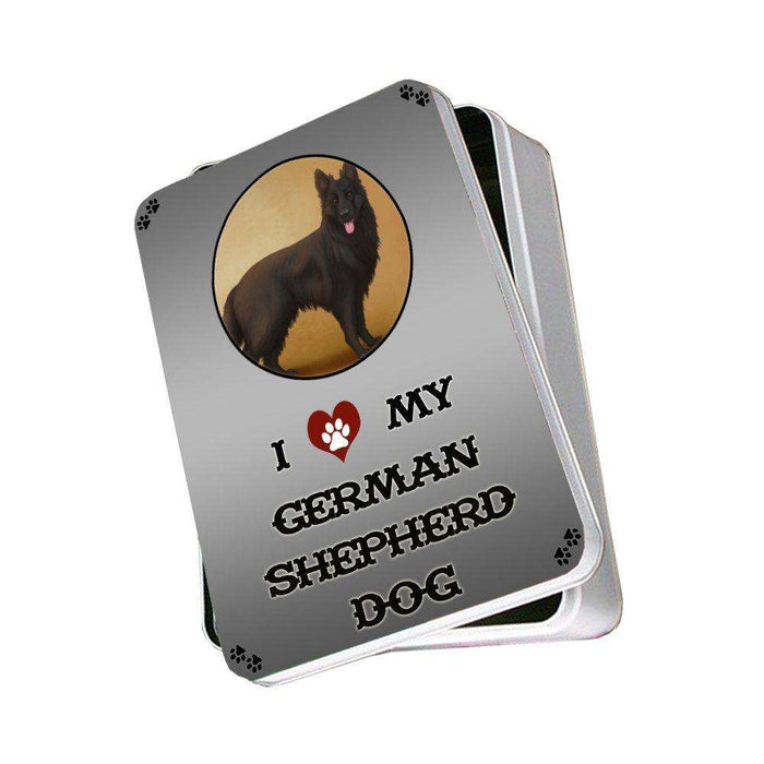 I Love My Black German Shepherd Dog Photo Storage Tin