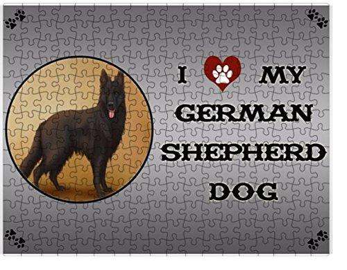 I Love My Black German Shepherd Dog Puzzle with Photo Tin