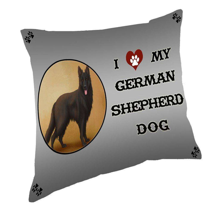 I Love My Black German Shepherd Dog Throw Pillow