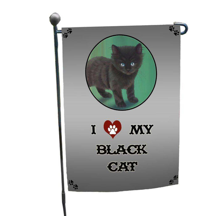 I Love My Black Kitten Cat Garden Flag