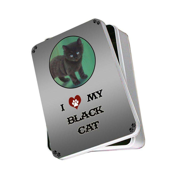 I Love My Black Kitten Cat Photo Storage Tin