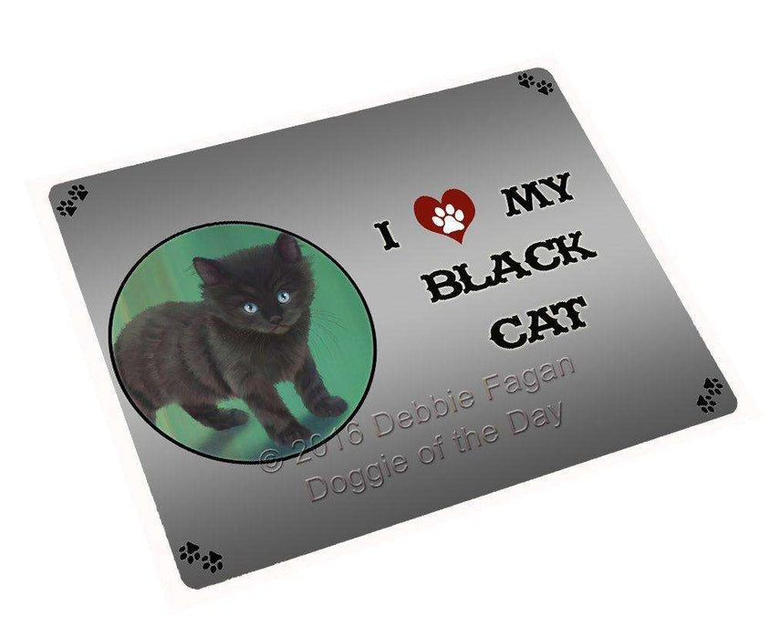 I Love My Black Kitten Cat Tempered Cutting Board