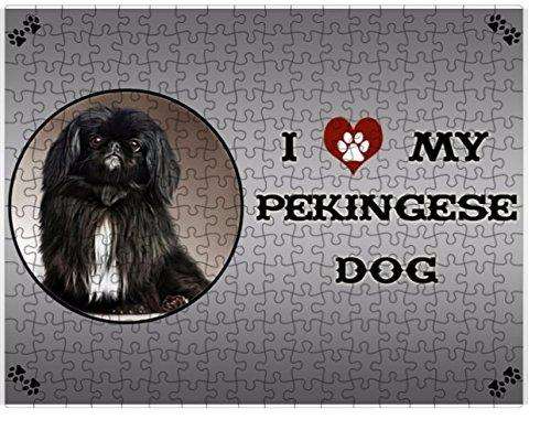 I Love My Black Pekingese Dog Puzzle with Photo Tin
