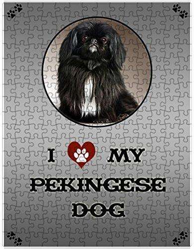 I Love My Black Pekingese Dog Puzzle with Photo Tin