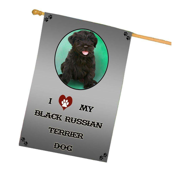 I Love My Black Russian Terrier Dog House Flag
