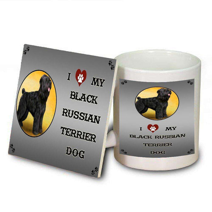 I Love My Black Russian Terrier Dog Mug and Coaster Set
