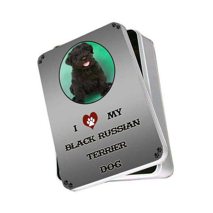 I Love My Black Russian Terrier Dog Photo Storage Tin