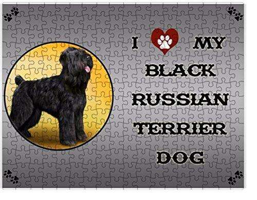 I Love My Black Russian Terrier Dog Puzzle with Photo Tin