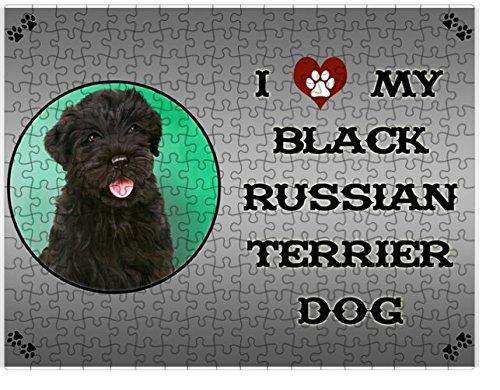 I Love My Black Russian Terrier Dog Puzzle with Photo Tin