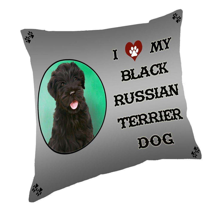 I Love My Black Russian Terrier Dog Throw Pillow