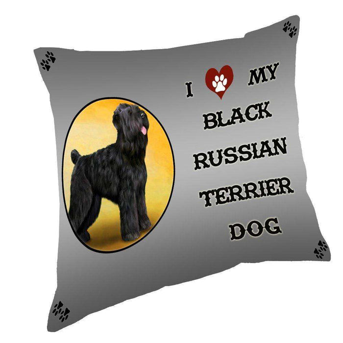 I Love My Black Russian Terrier Dog Throw Pillow