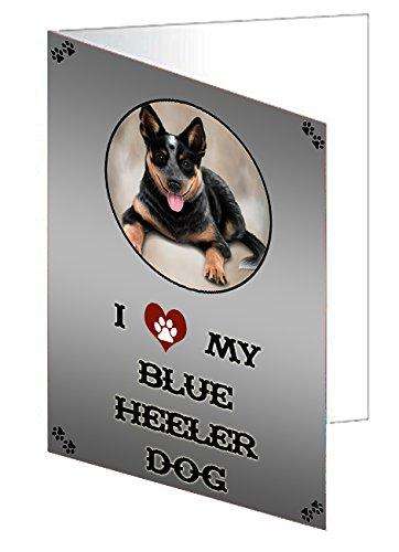 I Love My Blue Heeler Dog Handmade Artwork Assorted Pets Greeting Cards and Note Cards with Envelopes for All Occasions and Holiday Seasons