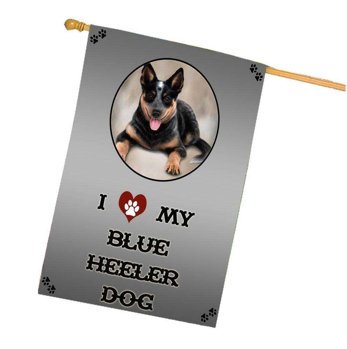 I Love My Blue Heeler Dog House Flag