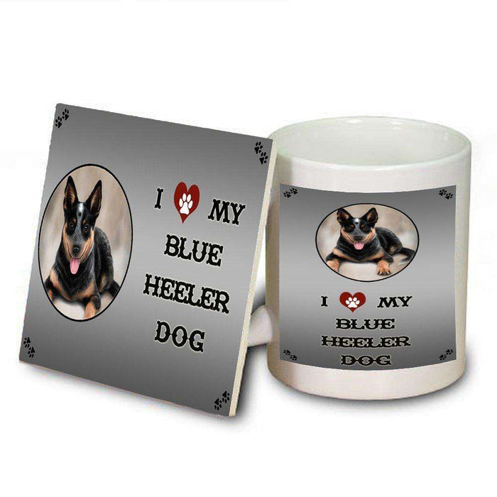 I Love My Blue Heeler Dog Mug and Coaster Set