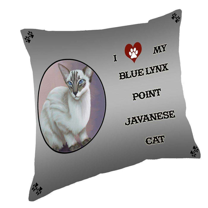 I Love My Blue Lynx Point Javanese Cat Throw Pillow