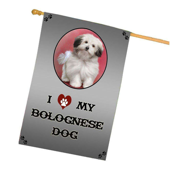 I Love My Bolognese Dog House Flag