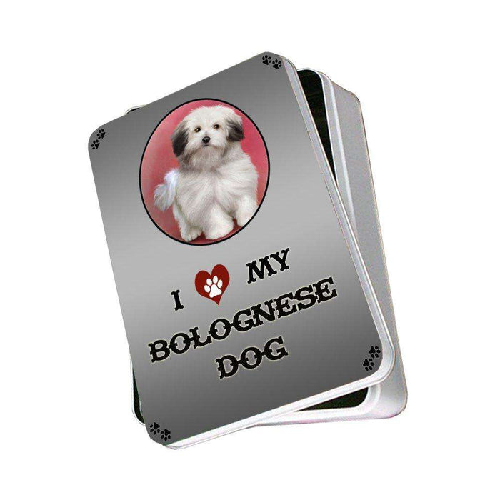 I Love My Bolognese Dog Photo Storage Tin