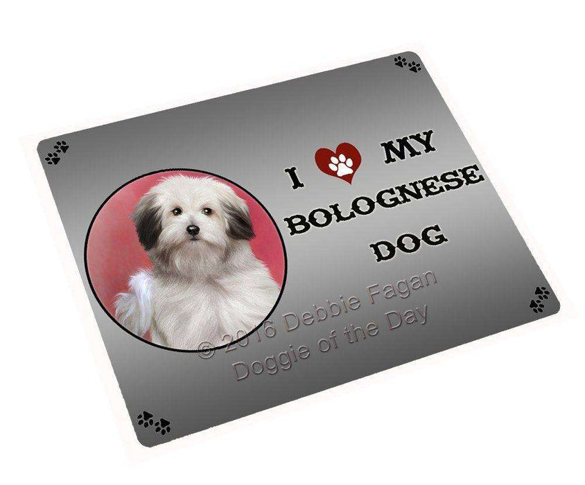 I Love My Bolognese Dog Tempered Cutting Board